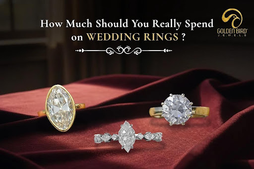 Wedding rings with round, oval, and marquise diamond cuts by Golden Bird Jewels